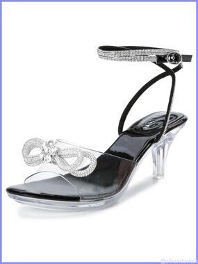 Rhinestone Strappy Clear Heels - Ankle Strap Platform Stiletto Sandals, Crystal